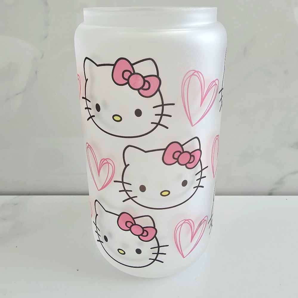 Hello Kitty Sublimation Glass Can Cup